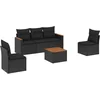 Image de vidaXL - 6-delige - Loungeset - met - kussens - poly - rattan - zwart