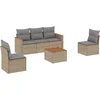 Image de vidaXL - 6-delige - Loungeset - met - kussens - poly - rattan - gemengd - beige
