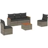 Image de vidaXL - 6-delige - Loungeset - met - kussens - poly - rattan - grijs