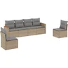 Image de vidaXL - 6-delige - Loungeset - met - kussens - poly - rattan - gemengd - beige