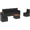 Image de vidaXL - 7-delige - Loungeset - met - kussens - poly - rattan - zwart