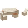 Image de vidaXL - 7-delige - Loungeset - met - kussens - poly - rattan - beige