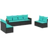 Image de vidaXL - 8-delige - tuinbankset - met - kussens, - zwart - polyrotan