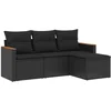 Image de vidaXL - 4-delige - Loungeset - met - kussens - poly - rattan - zwart