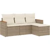 Image de vidaXL - 4-delige - Loungeset - met - kussens - poly - rattan - beige