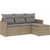 Image de vidaXL - 4-delige - Loungeset - met - kussens - poly - rattan - gemengd - beige