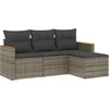 Image de vidaXL - 4-delige - Loungeset - met - kussens - poly - rattan - grijs