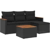 Image de vidaXL - 5-delige - Loungeset - met - kussens - poly - rattan - zwart