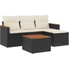 Image de vidaXL - 5-delige - Loungeset - met - kussens - poly - rattan - zwart