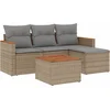 Image de vidaXL - 5-delige - Loungeset - met - kussens - poly - rattan - gemengd - beige