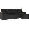 Image de vidaXL - 5-delige - Loungeset - met - kussens - poly - rattan - zwart