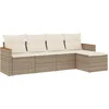Image de vidaXL - 5-delige - Loungeset - met - kussens - poly - rattan - beige