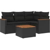 Image de vidaXL - 5-delige - Loungeset - met - kussens - poly - rattan - zwart