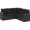 Image de vidaXL - 5-delige - Loungeset - met - kussens - poly - rattan - zwart