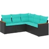 Image de vidaXL - 5-delige - tuinbankset - met - kussens - van - zwart - polyrotan