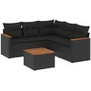 Image de vidaXL - 6-delige - Loungeset - met - kussens - poly - rattan - zwart