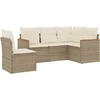 Image de vidaXL - 5-delige - Loungeset - met - kussens - poly - rattan - beige