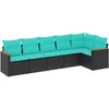 Image de vidaXL - 6-delige - tuinbankset - met - kussens - van - zwart - polyrotan