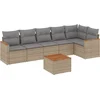 Image de vidaXL - 7-delige - Loungeset - met - kussens - poly - rattan - gemengd - beige
