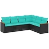 Image de vidaXL - 6-delige - tuinbankset - met - kussens - van - zwart - polyrotan