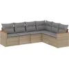 Image de vidaXL - 6-delige - Loungeset - met - kussens - poly - rattan - gemengd - beige