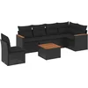 Image de vidaXL - 7-delige - Loungeset - met - kussens - poly - rattan - zwart