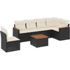 Image de vidaXL - 7-delige - Loungeset - met - kussens - poly - rattan - zwart