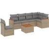 Image de vidaXL - 7-delige - Loungeset - met - kussens - poly - rattan - gemengd - beige