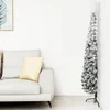 Image de vidaXL Kerstboom - Kunstkerstboom - Kunstkerstboom half met sneeuw smal 180 cm - Halrond Kerstboom - Slimme Kerstboom - Kleine Kerstboom