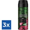 Image de Axe Wild Deodorant en Bodyspray Fresh Bergamot + Pink Pepper 150 ml - Voordeelverpakking 3 stuks