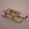 Image de Decoratieve houten slede met 60 warmwitte LED's met timer 60x21x13,5 cm Bruin