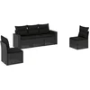 Image de vidaXL - 5-delige - Loungeset - met - kussens - poly - rattan - zwart