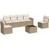 Image de vidaXL - 7-delige - Loungeset - met - kussens - poly - rattan - beige
