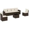 Image de vidaXL - 7-delige - Loungeset - met - kussens - poly - rattan - bruin