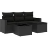 Image de vidaXL - 5-delige - Loungeset - met - kussens - poly - rattan - zwart