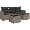Image de vidaXL - 5-delige - Loungeset - met - kussens - poly - rattan - grijs