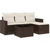 Image de vidaXL - 5-delige - Loungeset - met - kussens - poly - rattan - bruin