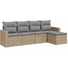 Image de vidaXL - 5-delige - Loungeset - met - kussens - poly - rattan - beige