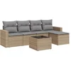 Image de vidaXL - 6-delige - Loungeset - met - kussens - poly - rattan - beige
