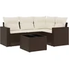 Image de vidaXL - 5-delige - Loungeset - met - kussens - poly - rattan - bruin