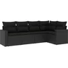 Image de vidaXL - 5-delige - Loungeset - met - kussens - poly - rattan - zwart