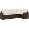 Image de vidaXL - 5-delige - Loungeset - met - kussens - poly - rattan - bruin