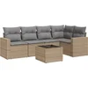 Image de vidaXL - 6-delige - Loungeset - met - kussens - poly - rattan - beige