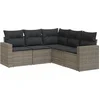 Image de vidaXL - 5-delige - Loungeset - met - kussens - poly - rattan - grijs