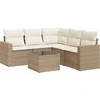 Image de vidaXL - 6-delige - Loungeset - met - kussens - poly - rattan - beige