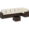 Image de vidaXL - 7-delige - Loungeset - met - kussens - poly - rattan - bruin