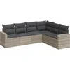 Image de vidaXL - 6-delige - Loungeset - met - kussens - poly - rattan - lichtgrijs