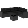 Image de vidaXL - 7-delige - Loungeset - met - kussens - poly - rattan - zwart