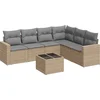 Image de vidaXL - 7-delige - Loungeset - met - kussens - poly - rattan - beige