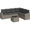 Image de vidaXL - 7-delige - Loungeset - met - kussens - poly - rattan - grijs